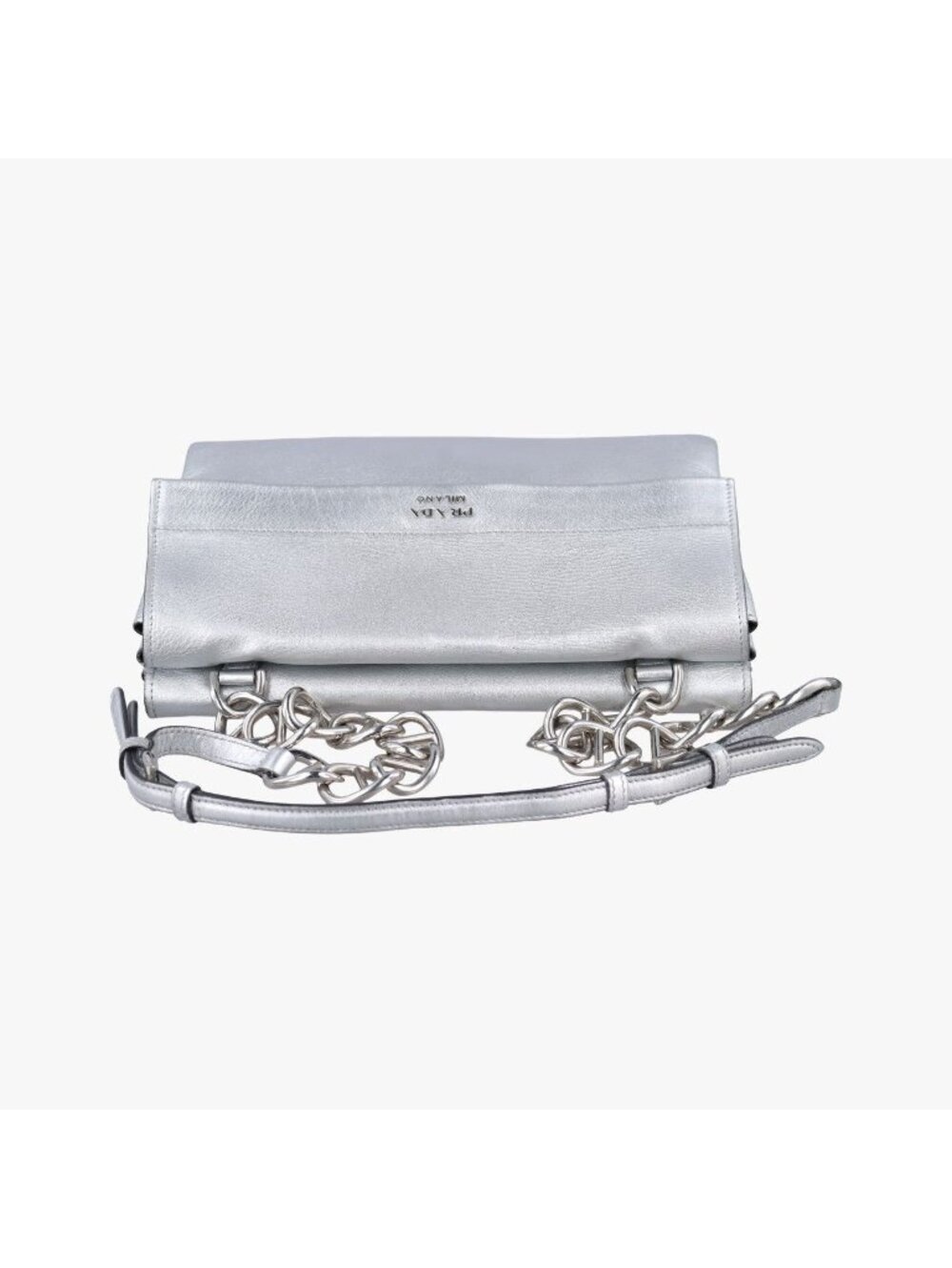 Prada Half Flap Double Silver Leather Bag 25 - Picture 8 of 16